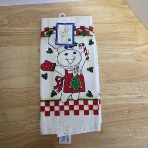 Pillsbury White Doughboy Christmas Kitchen Towel Warm Greetings Holiday Baking